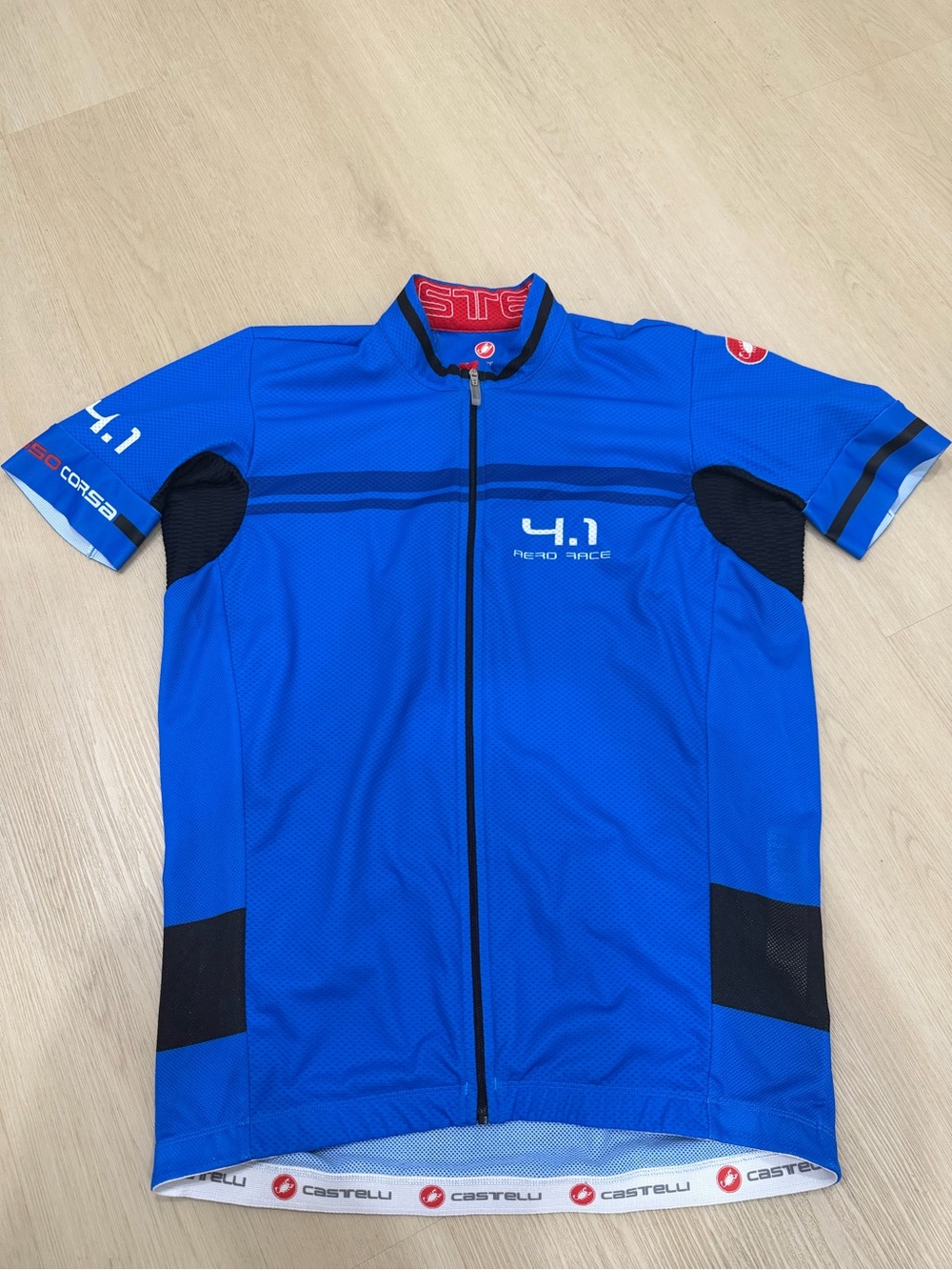 Men’s Castelli Free Aero 4.1 Blue Cycling Full Zip Jersey XXL Rossa Corsa
